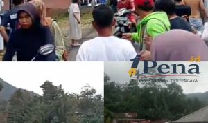 Foto suasana longsor di Dusun Situkung, Desa Pandanarum, Banjarnegara. Warga panik berlarian meninggalkan rumah, sementara material tanah menimbun permukiman dan merusak bangunan.