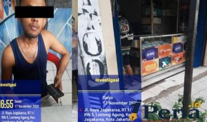 Konter HP di Jagakarsa yang diduga menjual obat keras Golongan G, penjaga toko, dan suasana lokasi investigasi media.