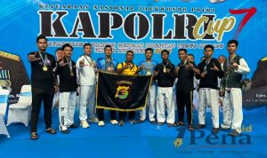 Tim Taekwondo Polda Lampung meraih 10 medali pada Kejurnas Kapolri Cup 7 Tahun 2026.