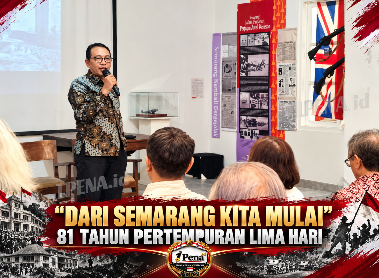 Kurator Pameran, Kesit Widjanarko, sedang memberikan sambutan pada acara pembukaan pameran